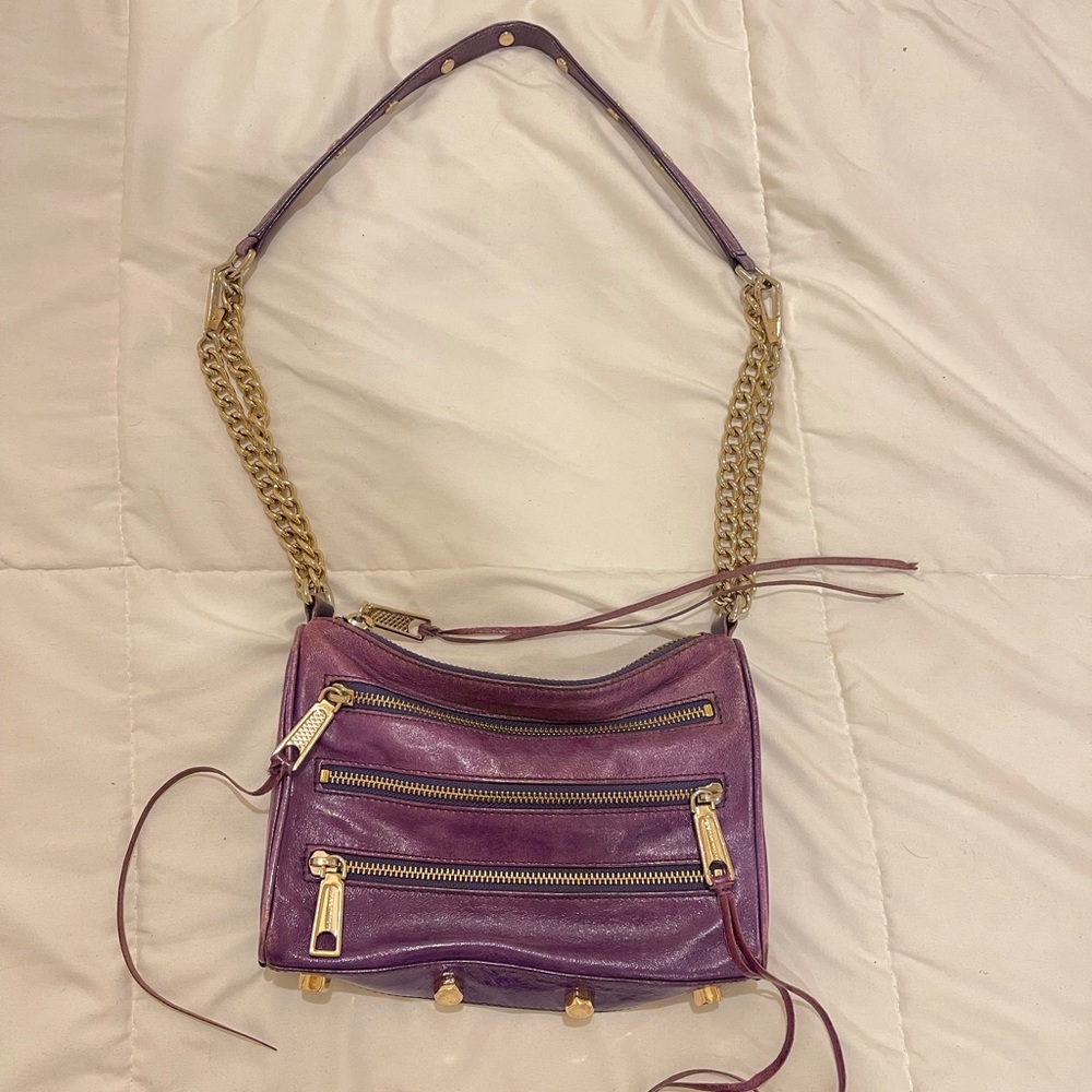 Rebecca Minkoff Purple Zipper Leather Crossbody